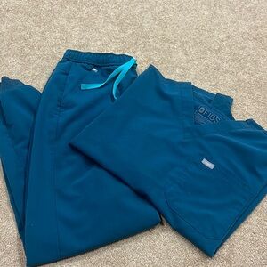 Figs Scrub Set Caribbean Blue